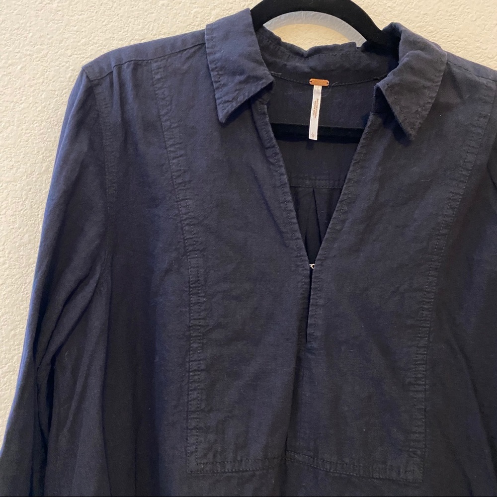 Navy Free People Blouse